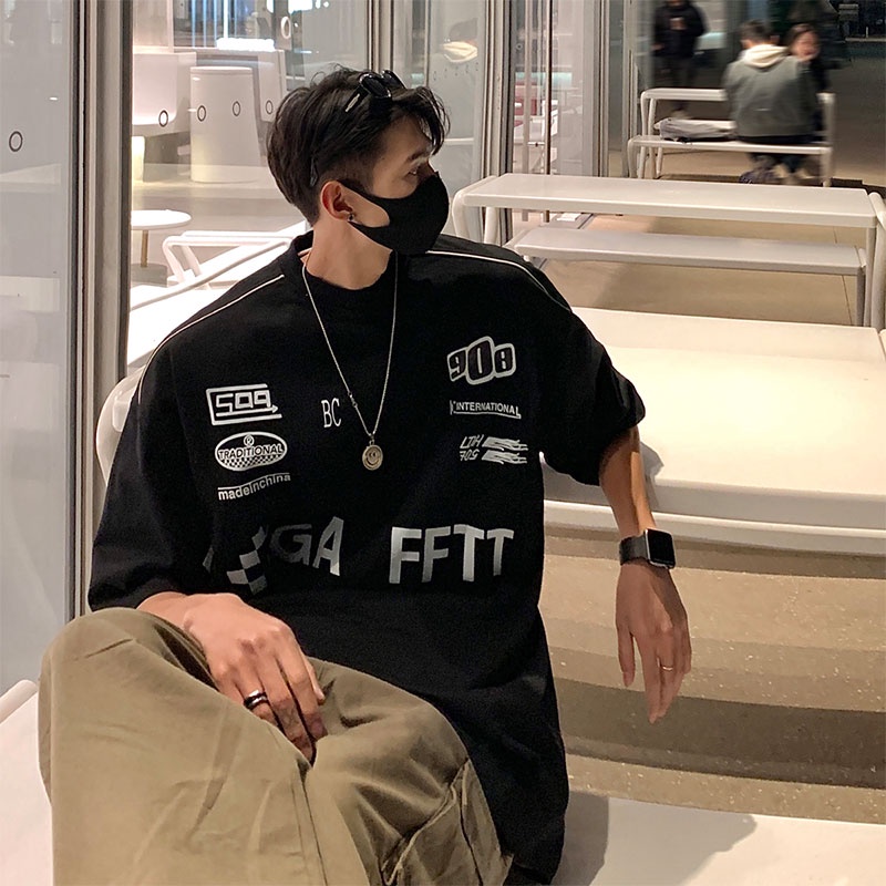 Áo Thun Tay Ngắn Dáng Rộng Thời Trang Mùa Hè 2023 Phong Cách Đường Phố Mỹ Cho Nam