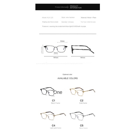 [-0°~-600°Mắt Kính Chống Ánh Sáng Xanh Gọng Kim Loại Phong Cách Retro Cho Nam Nữ