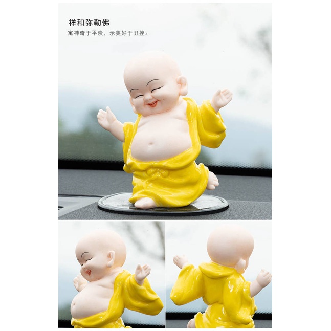 Car Lucky Maitreya Smiling Buddha Cute Samanera Monk White Porcelain Zen Car Center Console Car Interior Decoration Ornament dDZ8