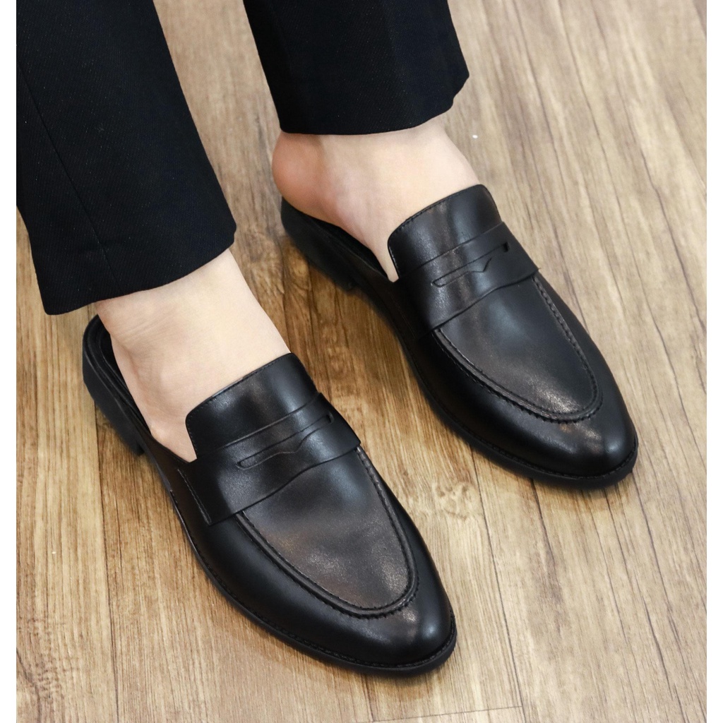 - Giày sục nam chất liệu da Pu mềm nhập khẩu đế cao su đúc cao 3cm mã S008 đen