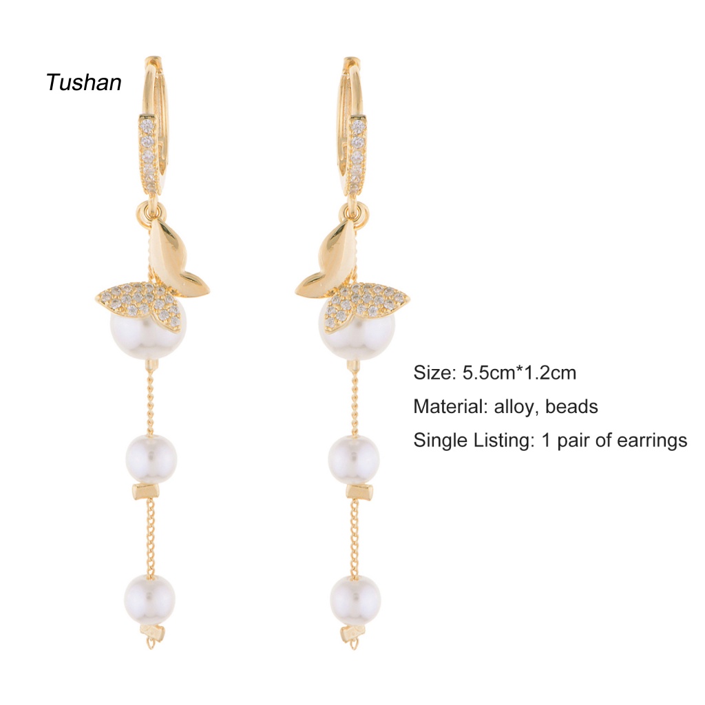 1 Đôi Bông Tai Tua Rua Hình Bướm Đính Ngọc Trai Nhân Tạo Phong Cách Hàn Quốc Dành Cho Nữ