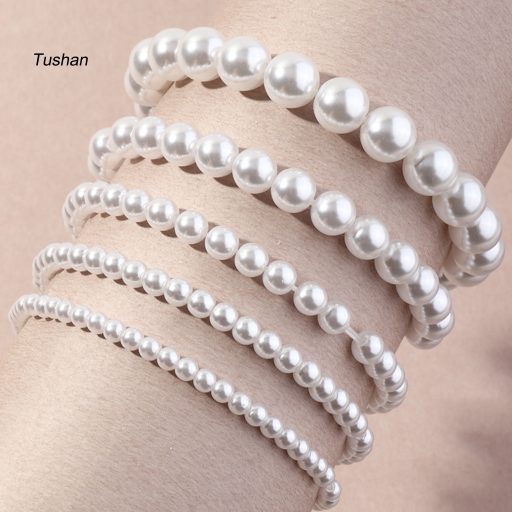 Set 5 Vòng Tay Chuỗi Hạt Ngọc Trai Giả Thời Trang Cho Nữ