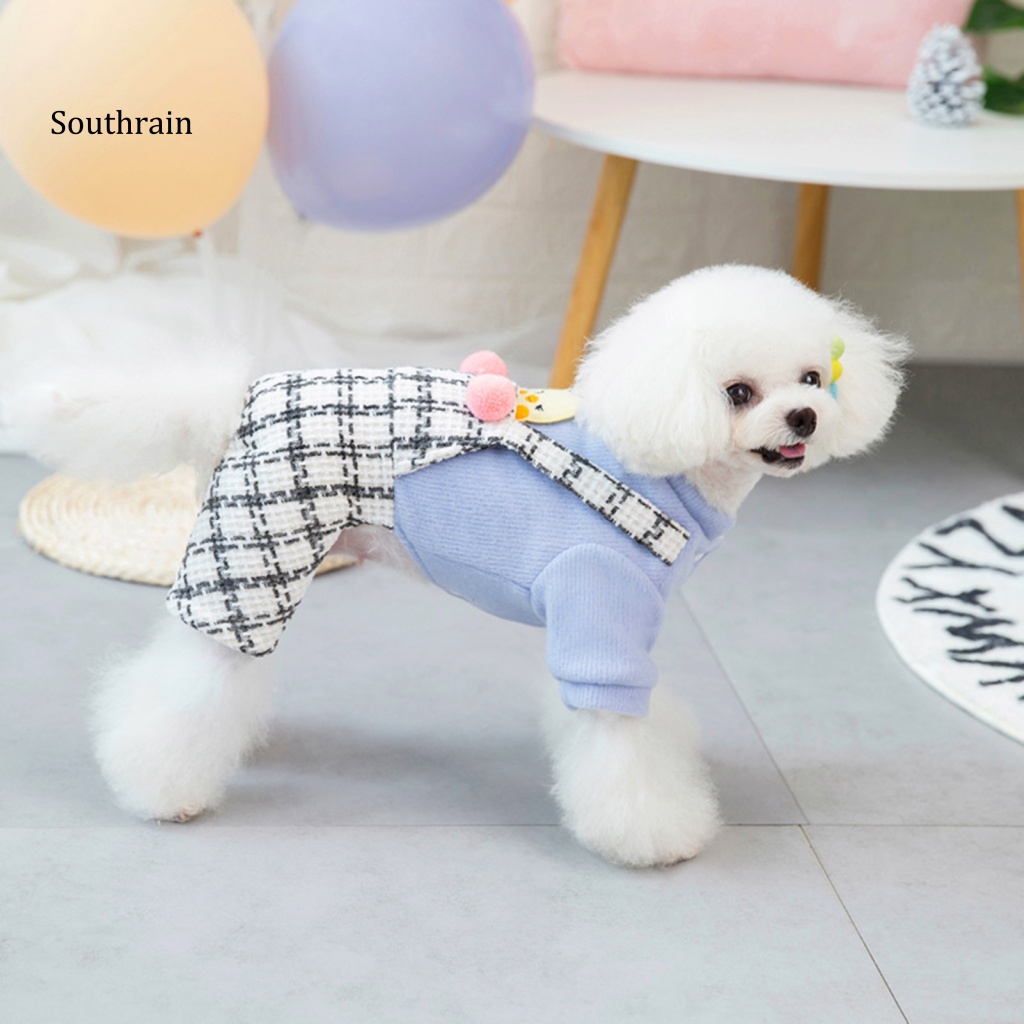 Bộ Áo Liền Quần Giữ Ấm Thân Thiện Với Da Họa Tiết Kẻ Sọc Dành Cho Cún Cưng