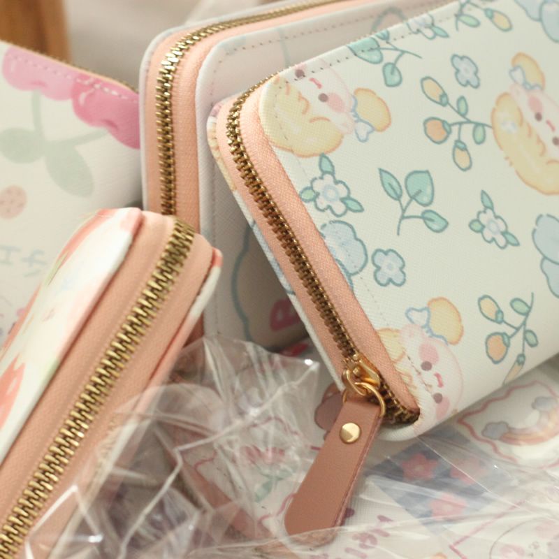 ví nữ Ví Dài Đựng Thẻ / Điện Thoại Có Khóa Kéo Hoạ Tiết Hoạt Hình Xinh Xắn Dành Cho Nữ Giá Đ