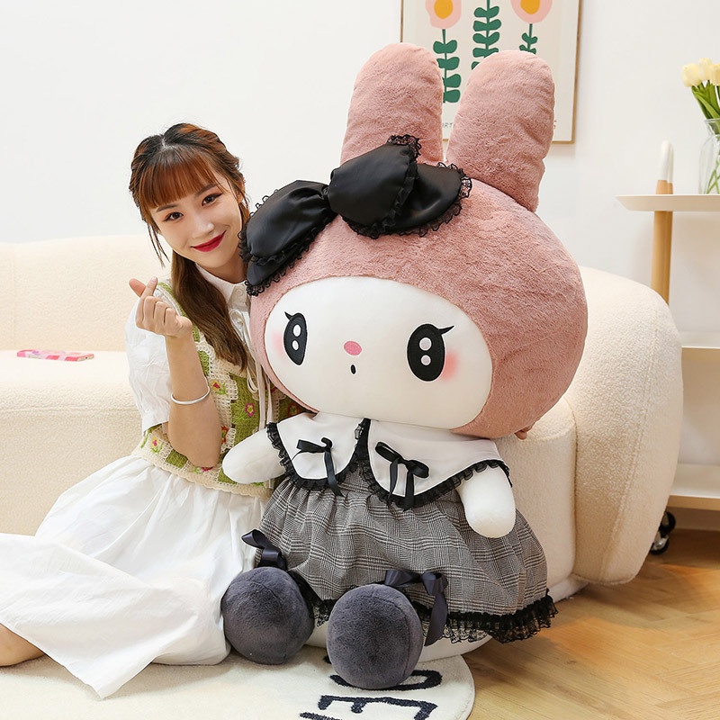 Búp Bê Nhồi Bông Hình Sanrio Kurome Melody Màu Tối Phong Cách Gothic