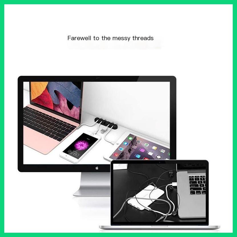 Dụng Cụ Cố Định Dây Cáp Sạc USB 5 Lỗ Bằng Silicon Để Bàn Jwvn