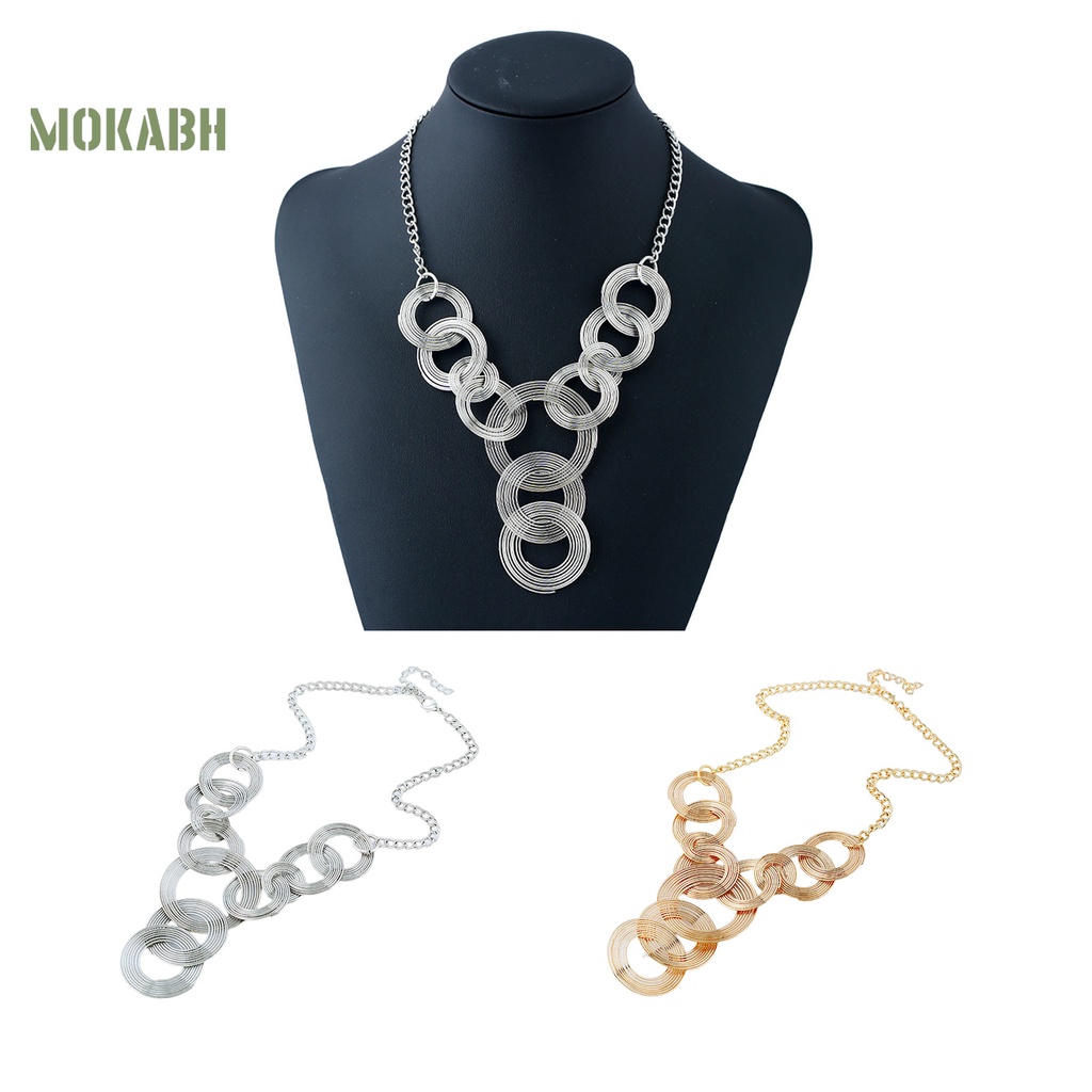 [Mới] Vòng Cổ Nhiều Lớp Mặt Hình Học Mạ Điện Không Phai Màu Phong Cách Âu Mỹ Tối Giản Cho Nữ