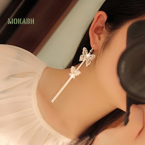 (Hot) Bông Tai HìNh BướM ĐíNh Đá Tua Rua Xinh XắN