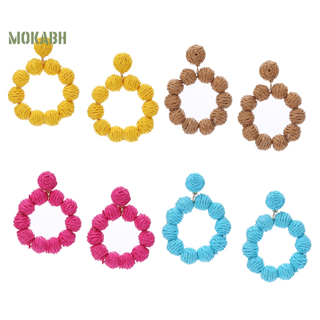 1 Đôi Bông Tai Hình Tròn Phong Cách Bohemian Dành Cho Nữ