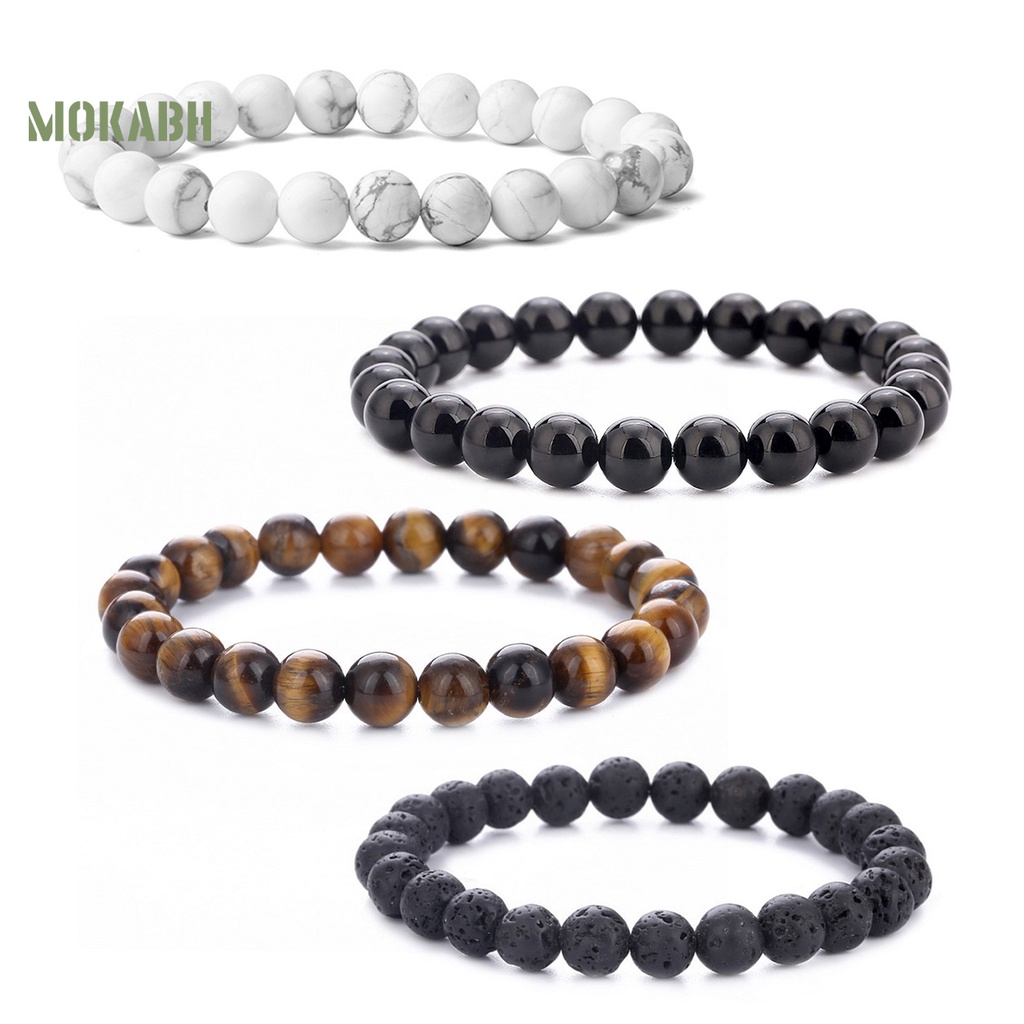 Set 4 Vòng Tay Chuỗi Hạt Đá Mắt Hổ Tự Nhiên 8mm Thời Trang Cho Cặp Đôi