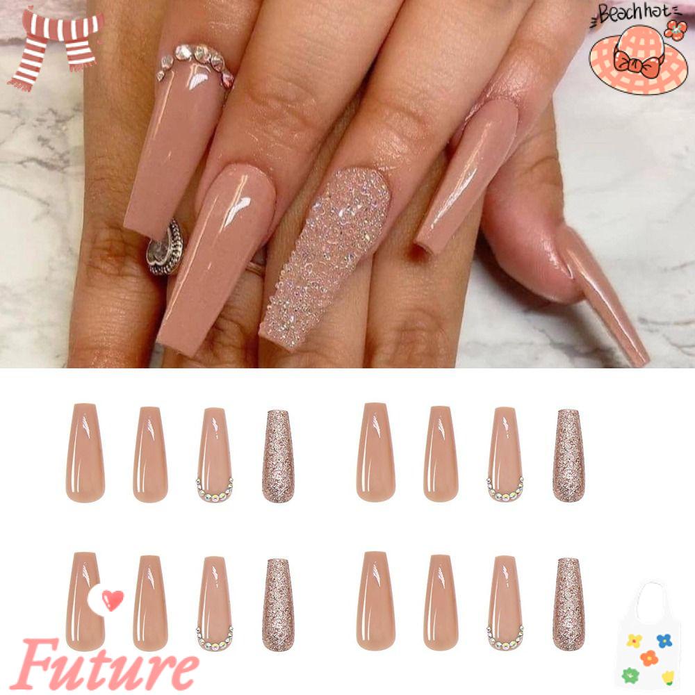 Bộ 24 Móng Tay Giả Dạng Nhấn Che Phủ Toàn Diện Độc Đáo|Búp Bê Ballerina PInk Ballerina Dễ Thương Xinh Xắn