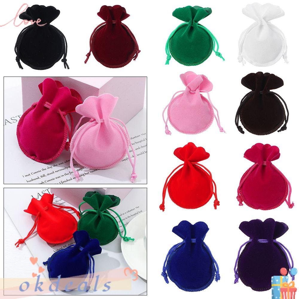 Túi Dây Rút Bằng Vải Flannel Hình Quả Bầu Dục Sắp Xếp Trang Sức