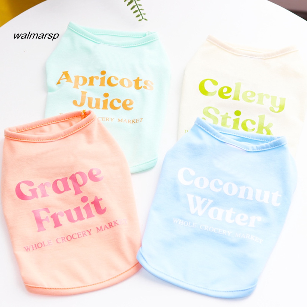 WWA Áo Thun Mềm Mại In Họa Tiết Hoạt Hình Dành Cho Cún Cưng Áo Sweater Không Tay Cổ Tròn In Chữ Thời Trang Mùa Hè Cho Thú Cưng