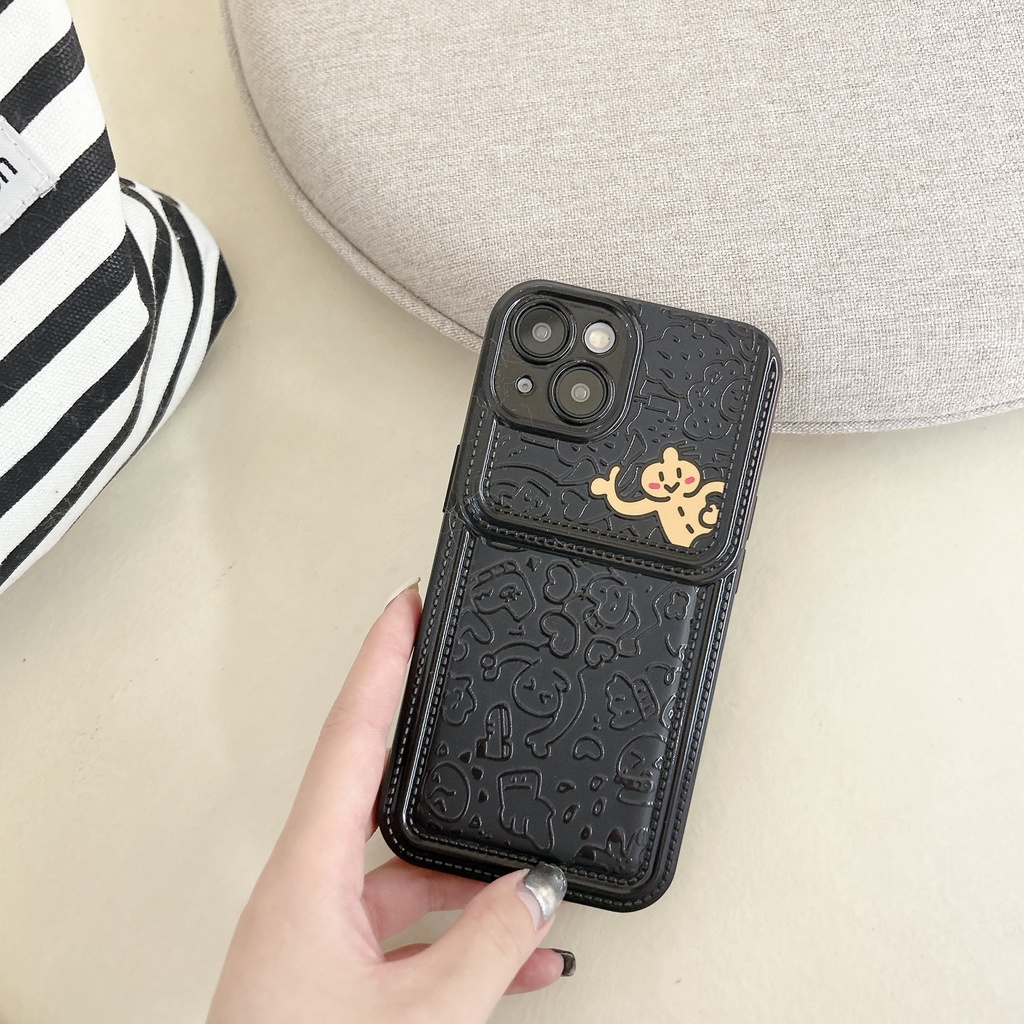 Ốp Điện Thoại tpu Dẻo Màu Đen Họa Tiết Hoạt Hình Dễ Thương Chống Sốc Cho iPhone 14 13 12 11 PRO MAX