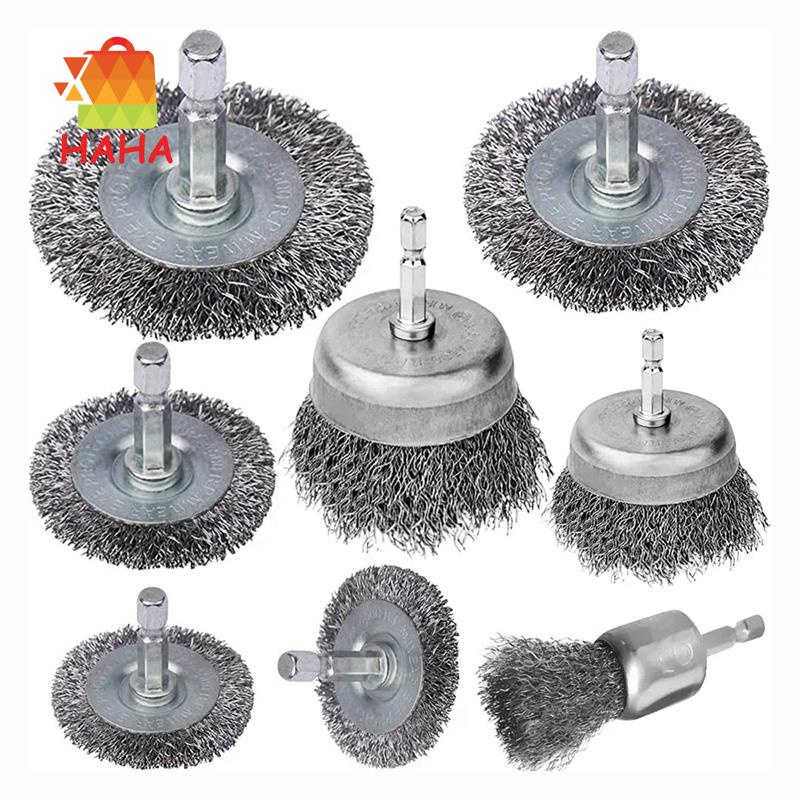 Set 8 Cọ Sợi Dây Đầu Lục Giác 1 / 4 Inch Dùng Để Vệ Sinh Vết Gỉ Sét