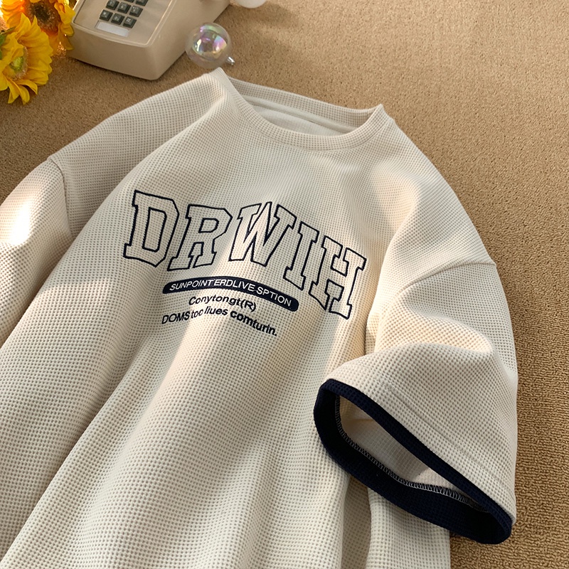 Áo Thun Cotton Ngắn Tay Dáng Rộng Giả Hai Lớp Phong Cách Retro Mỹ Mùa Hè Cho Nam