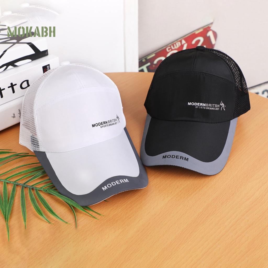 [Mok Abh] Mũ Lưỡi Trai Phối Lưới Thêu Họa Tiết Phong Cách Thể Thao Thời Trang Mùa Hè Cho Nữ