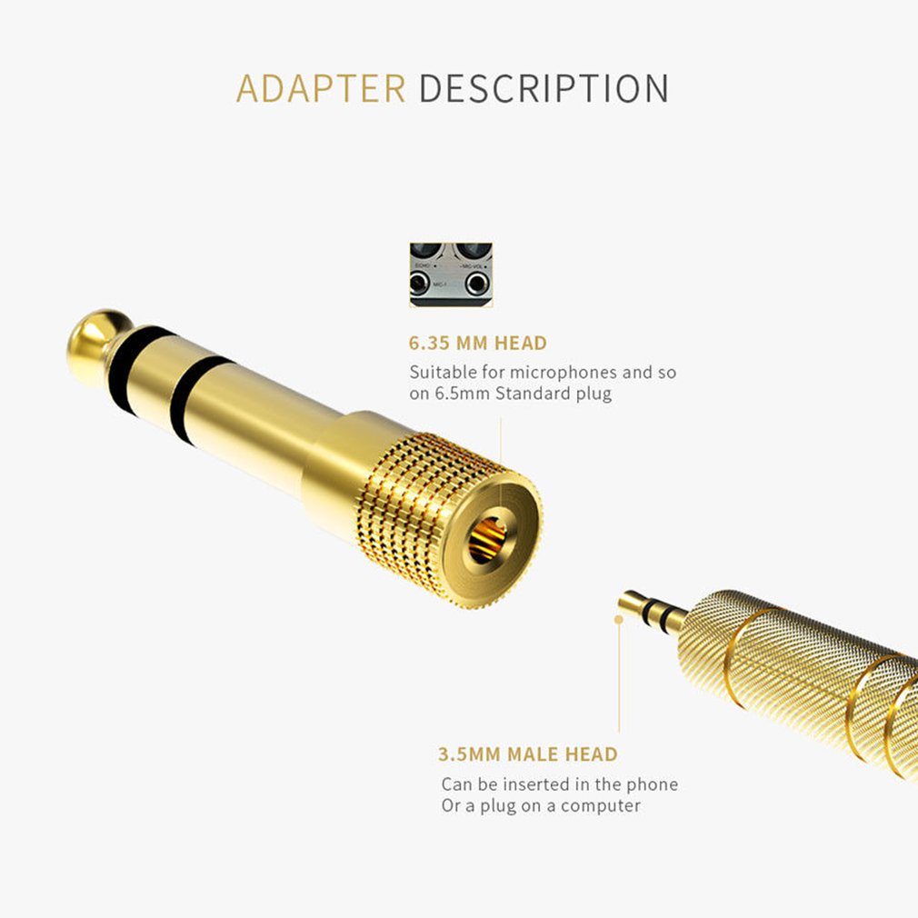 5Pcs/Set Headphone Adapeters Gold-Plated Durable 6.35Mm 1/4 Inch Port Plug To 3.5Mm Male Stereo Socket Adapter [Q/14]