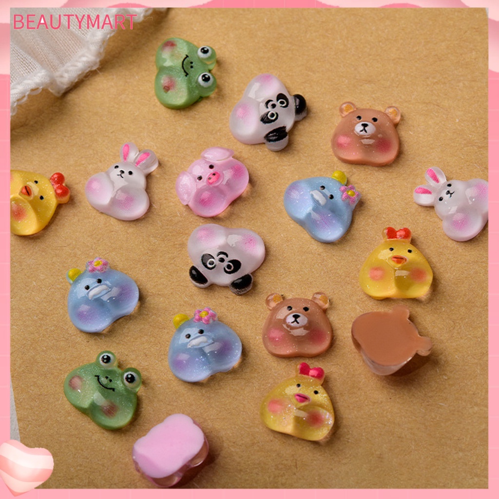 Bộ 10 Phụ Kiện Trang Trí Móng Tay Nghệ Thuật Hình Động Vật Hoạt Hình Ba Chiều Bằng Nhựa Resin