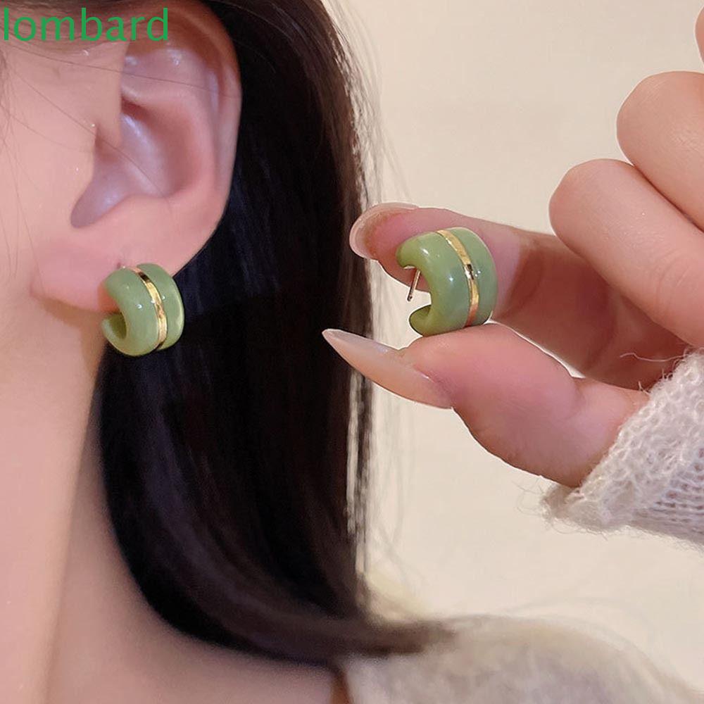 Bông Tai Hình Chữ C Bằng Nhựa Resin Phong Cách Hàn Quốc Cổ Điển Ngọt Ngào Thời Trang Mới Cho Nữ