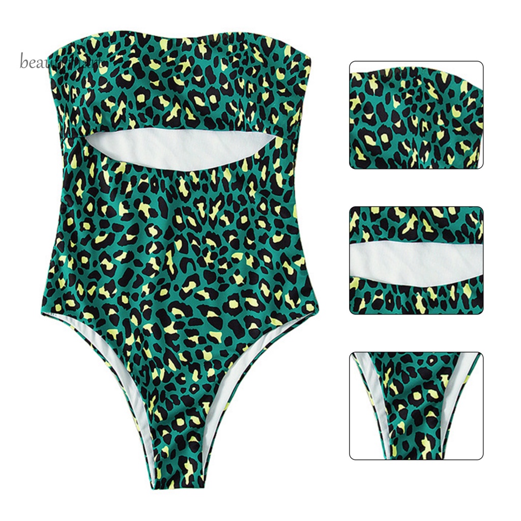 [beautymart] Bikini Không Dây Lưng Cao Họa Tiết Da Báo Cho Nữ