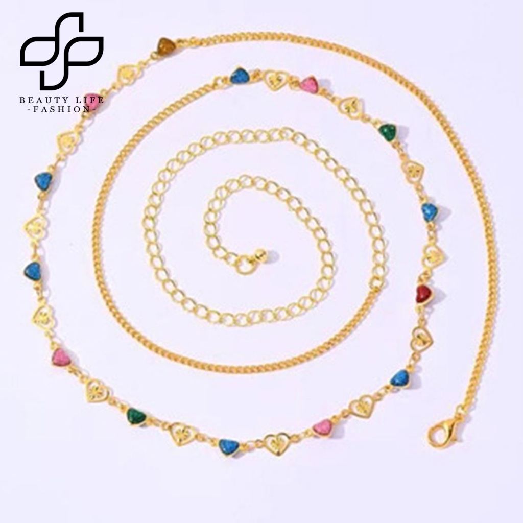 Dây Xích Đeo Hông Nhiều Màu Sắc Mặt Trái Tim Phong Cách Punk Đơn Giản Sáng Tạo Dành Cho Nữ