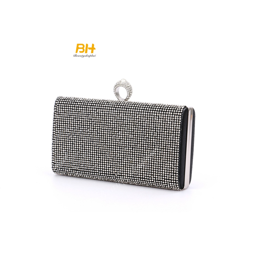 Ví Cầm Tay Đính Đá Hình Vuông Thiết Kế Mới Cao Cấp Thời Trang Dành Cho Nữ