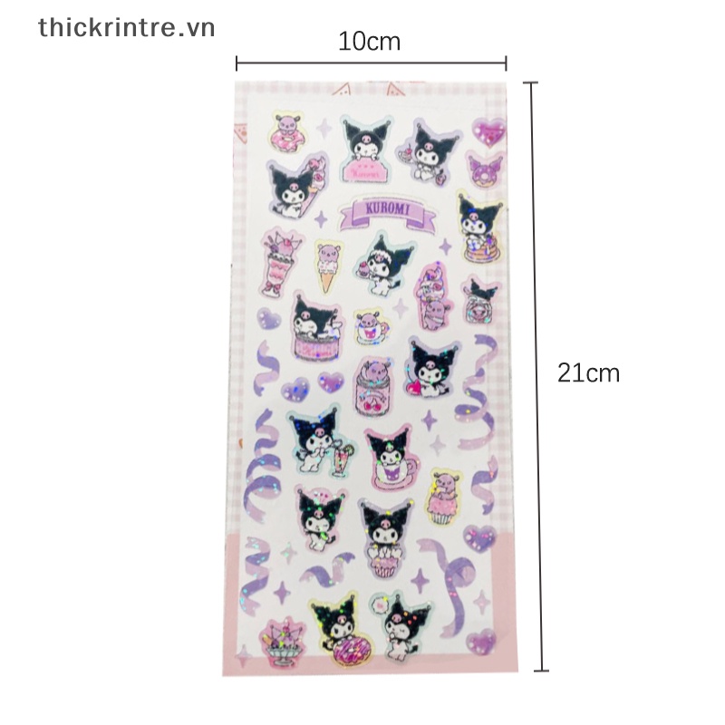 1 Gói Miếng Dán Trong Suốt Màu Laser Họa Tiết Hoạt Hình Kuromi Melody Dễ Thương DIY