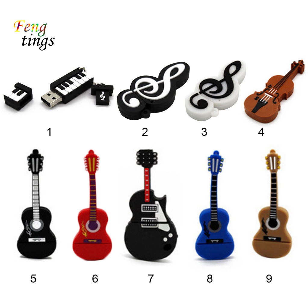 Ổ Đĩa Flash USB 2.0 4 / 8 / 16 / 32GB Tốc Độ Cao Hình Hoạt Hình Cho Guitar / Violin
