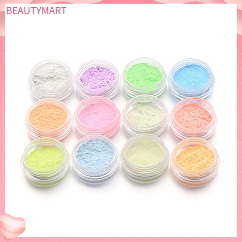 Bộ 12 Hộp Bột Dạ Quang Lấp Lánh Dùng Trang Trí Móng Tay Nghệ Thuật DIY