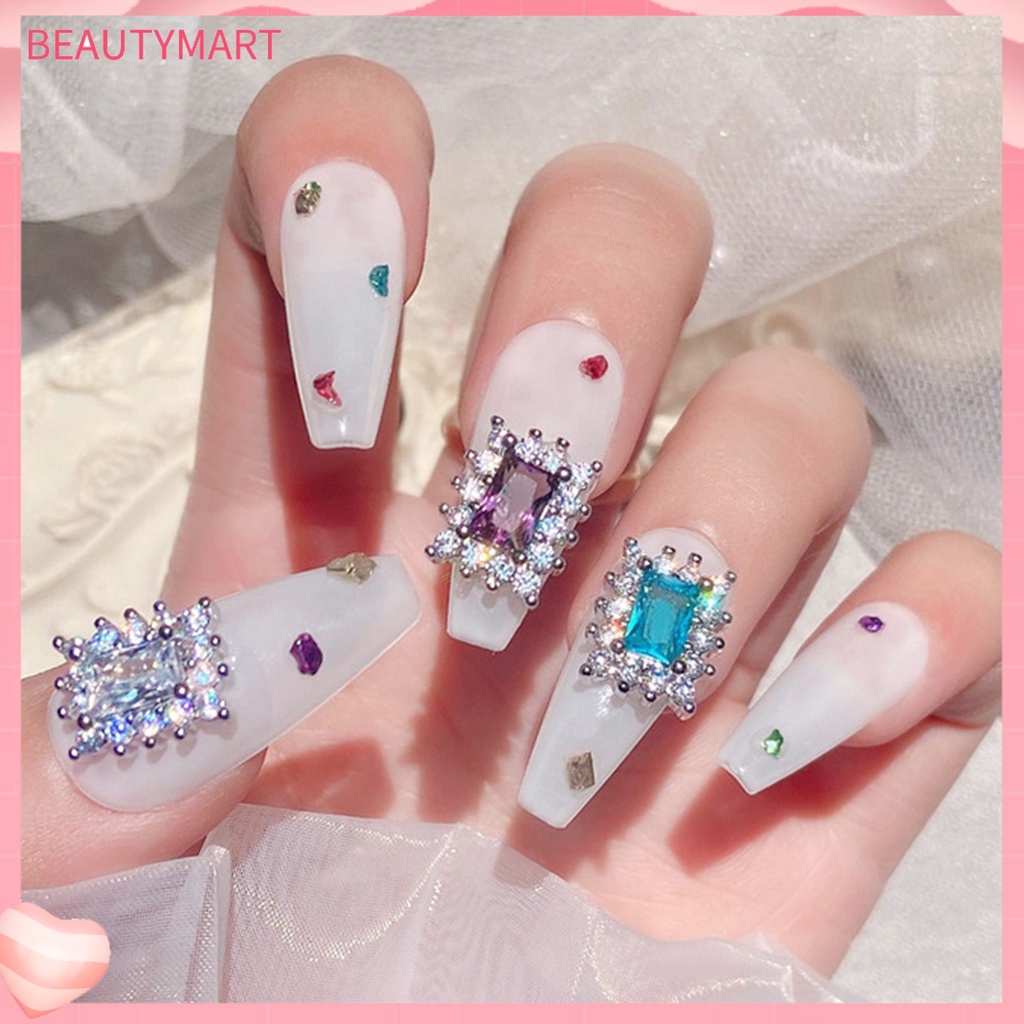 Phụ Kiện Đá Zirconia Hình Vuông Đính Trang Trí Móng Tay