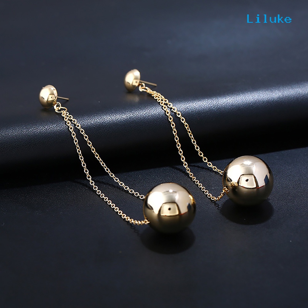 Bông Tai Dáng Dài Phối Mặt Hình Quả Cầu Đơn Giản Thời Trang