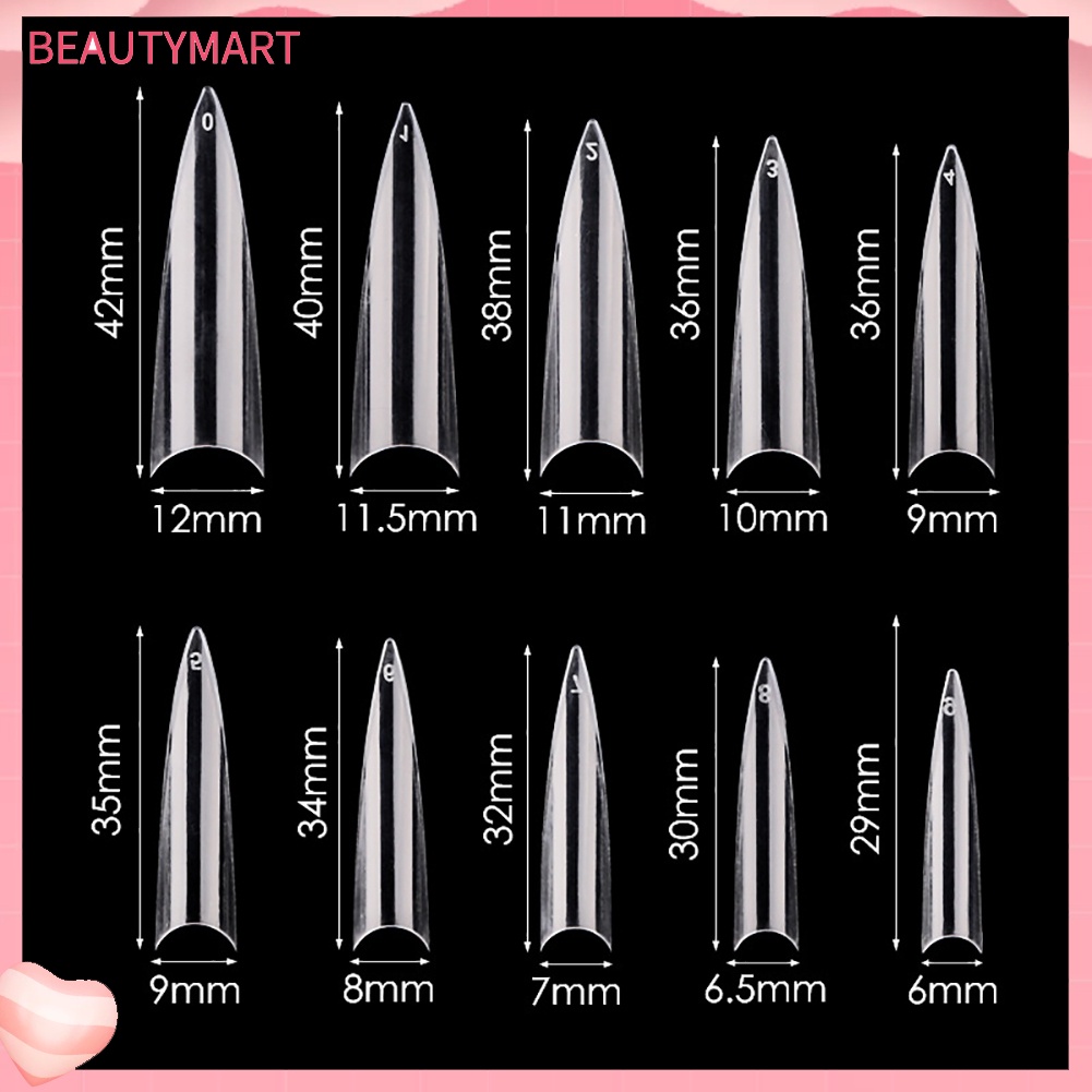 Bộ 600 Móng Tay Giả Che Phủ Toàn Diện Đầu Nhọn