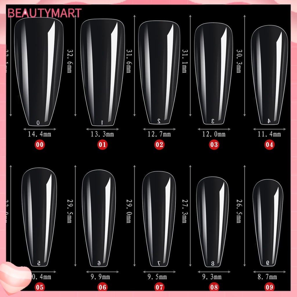 Bộ 500 Móng Tay Giả Trong Suốt Chống Vỡ Lâu Trôi DIY