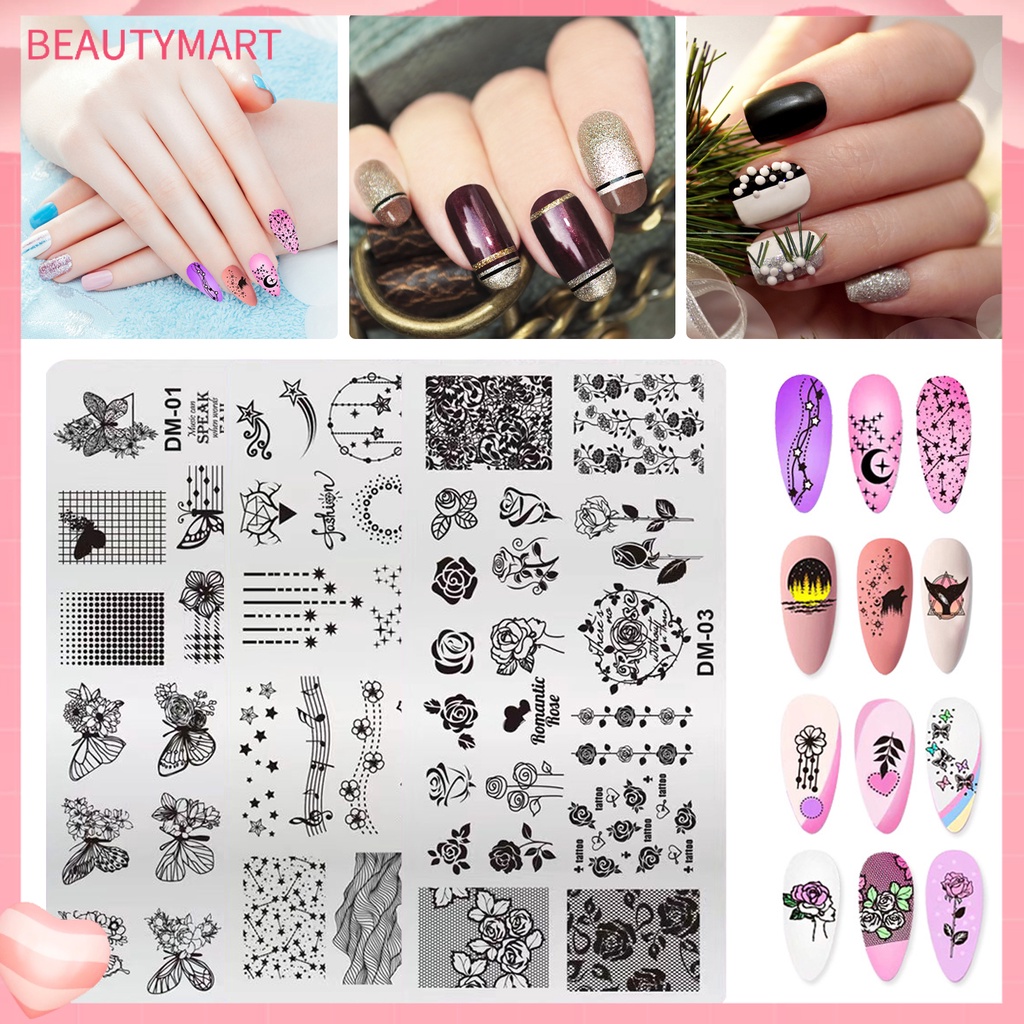 Khuôn Trang Trí Móng Tay Bằng Thép Không Gỉ Họa Tiết Tinh Tế Có Thể Tái Sử Dụng