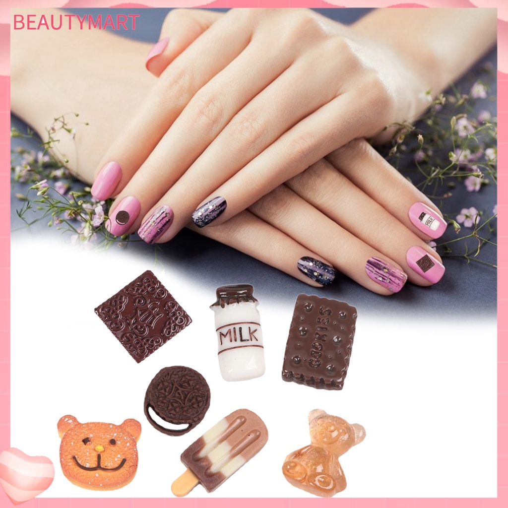 Set 30 Phụ Kiện Trang Trí Móng Tay 3D Bằng Nhựa Resin Chống Nước DIY