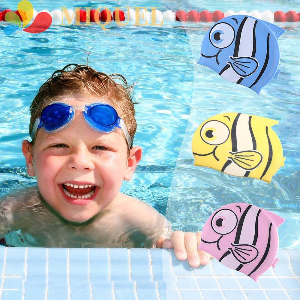 Mũ Bơi Co Giãn Tốt Chống Thấm Nước In Hoạt Hình Dễ Thương Cho Bé