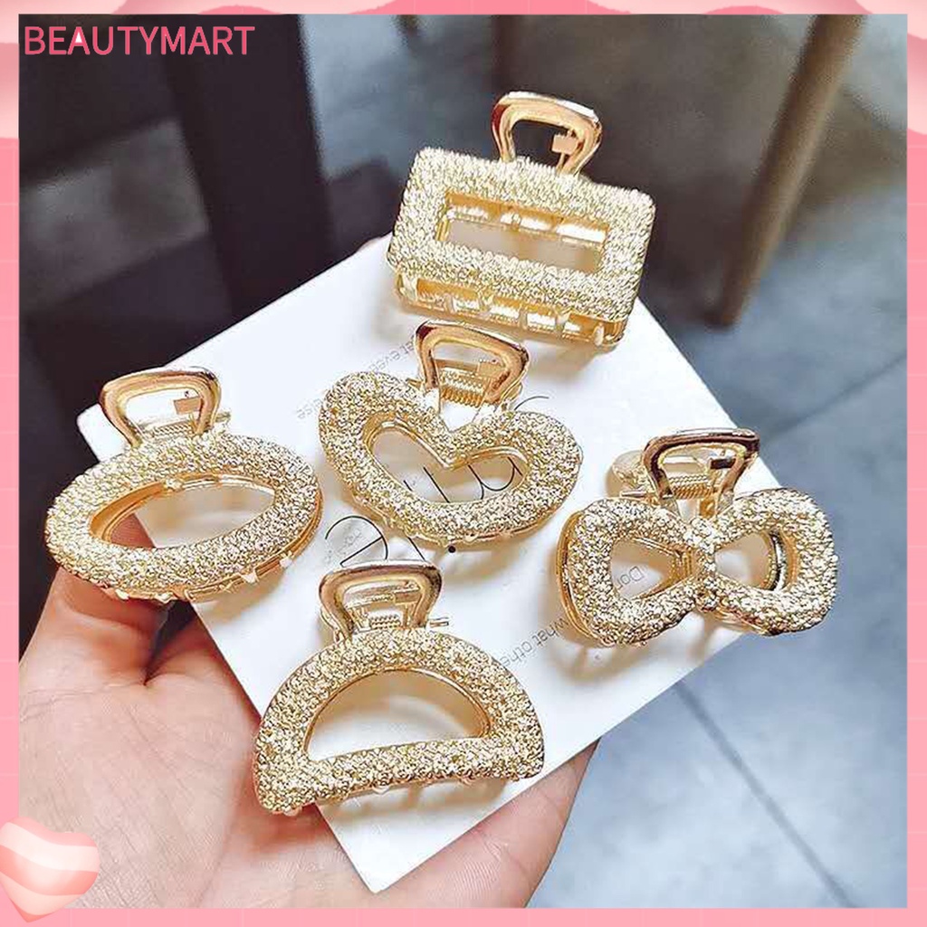[beautymart] Kẹp Tóc Đa Phong Cách Bằng Hợp Kim Hình Nơ / Chữ Nhật / Trái Tim / Mặt Trăng / Elip Đơn Giản Sáng Bóng Thanh Lịch Cho Nữ