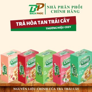 Trà Hòa Tan Cozy (Đào, Chanh, Bí Đao, Vải) Hộp 16 Gói Nguyên liệu pha trà trái cây