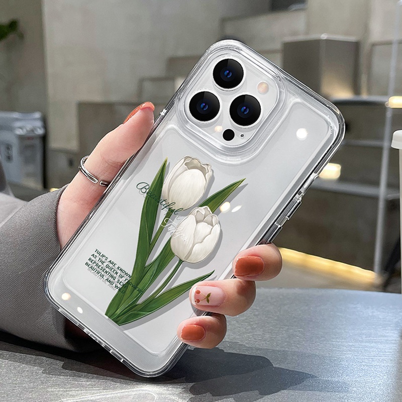 Ốp Điện Thoại  Trong Suốt Hình Hoa Tulip 6/6s/6plus,7/8plus,X/Xs/Xr/Xs max/11/12/13/14/Pro/Plus/Promax