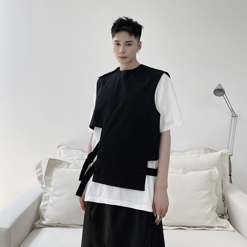 Áo Khoác Ghi Lê Không Tay Phong Cách Yamamoto Đường Phố Cá Tính Cho Nam