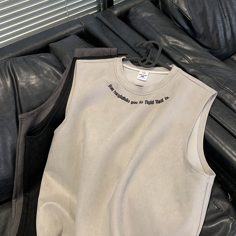 Áo Thun Da Lộn Không Tay Dáng Rộng Thời Trang Mùa Hè Phong Cách Đường Phố Mỹ Hàng Mới Dành Cho Bạn Nam