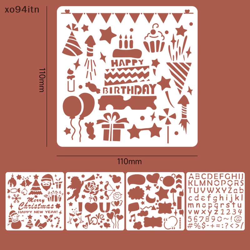 Set 5 Tấm Khuôn Vẽ Họa Tiết Giáng Sinh Dễ Thương Dùng Để Trang Trí Sổ