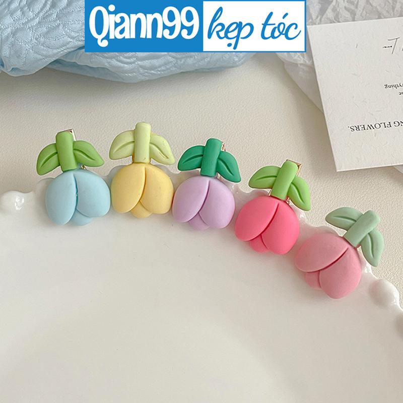 Kẹp tóc mái hoa tulip màu sắc pastel nhẹ nhàng dễ thương