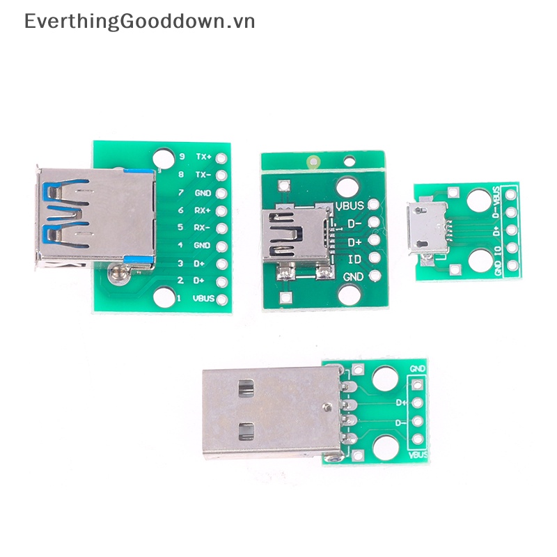 Set 5 Bảng Mạch Chuyển Đổi Cổng Micro USB B Sang Cổng Cắm 2.54mm DIP USB 2.0 3.0 Chuyên Dụng