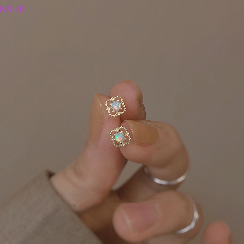 Khuyên Tai Hình Hoa mini Đính Đá Mặt Trăng Phong Cách Tối Giản Cho Nữ Mới