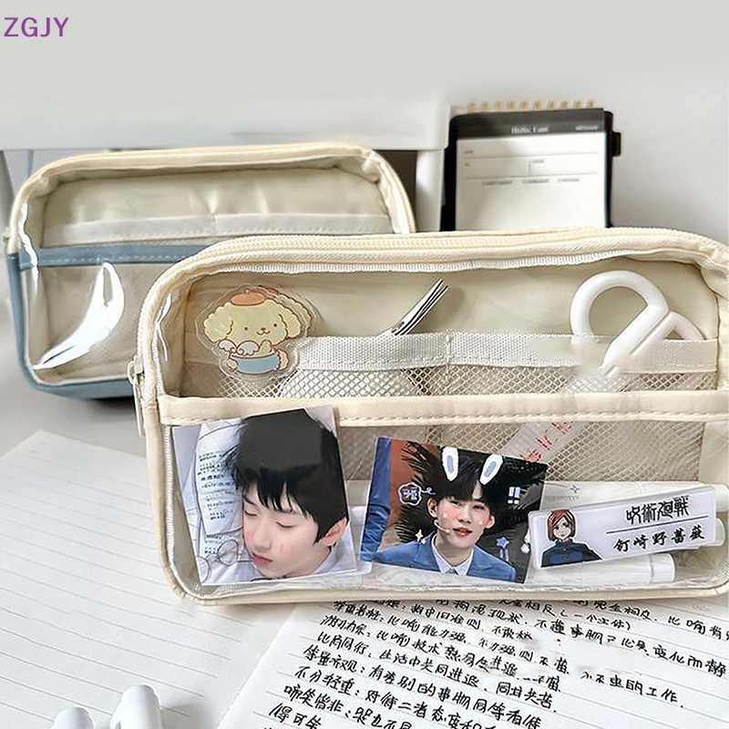 Túi Đựng Bút Trong Suốt Sức Chứa Lớn Có Khóa Kéo Tiện Dụng Cho Học Sinh Mới