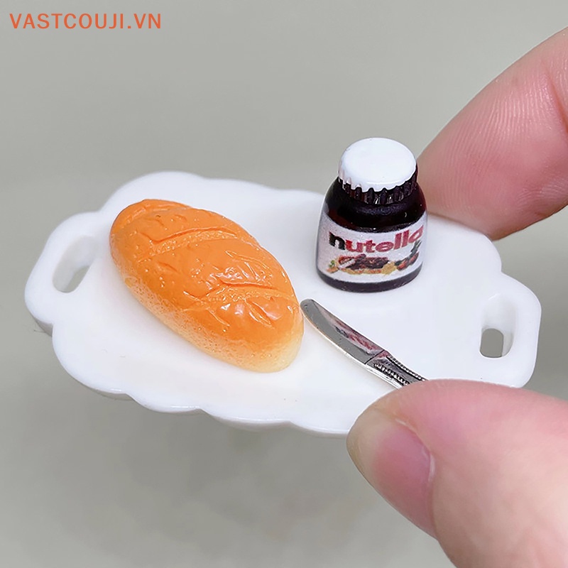 Set 4 Mô Hình Dĩa Bánh Mì Mini Cho Nhà Búp Bê