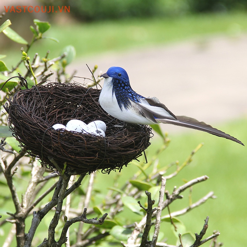 1 Set 16cm Mô Hình Chim Trứng Ốp Lay &amp; Tổ Chim Trang Trí Sân Vườn