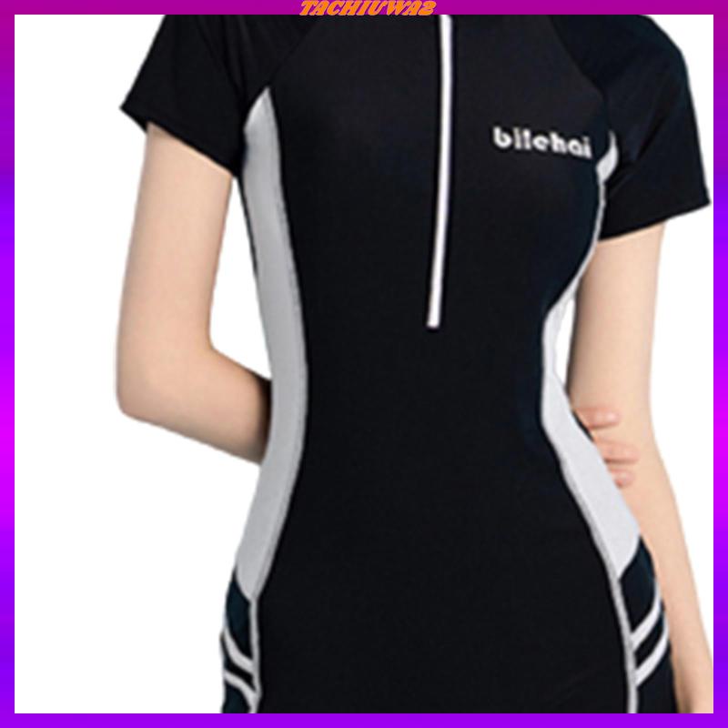 Bộ Đồ Bơi 2 Mảnh Ngắn Tay Có Khóa Kéo Trước Thời Trang Cho Nữ